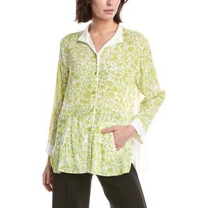 Lemon Grass Womens  Flip Collar Button Down Blouse, Green